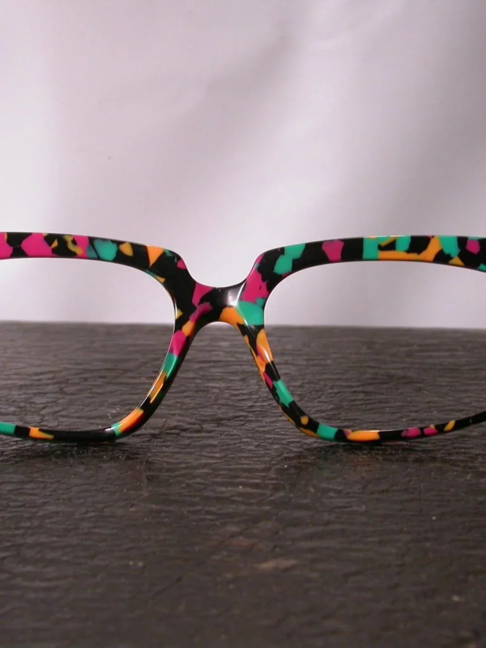 Vintage Locco Black Orange Teal Pink Art Frames Eyeglasses Made in Germany